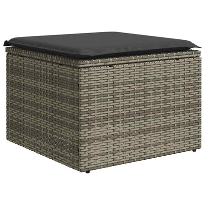 8-delige Loungeset met kussens poly rattan lichtgrijs