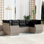 6-delige Loungeset met kussens poly rattan lichtgrijs