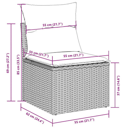 10-delige Loungeset met kussens poly rattan lichtgrijs