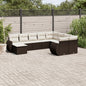 10-delige Loungeset met kussens poly rattan bruin