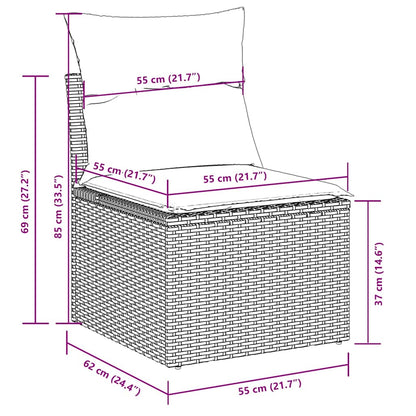 10-delige Loungeset met kussens poly rattan lichtgrijs