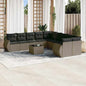 11-delige Loungeset met kussens poly rattan lichtgrijs