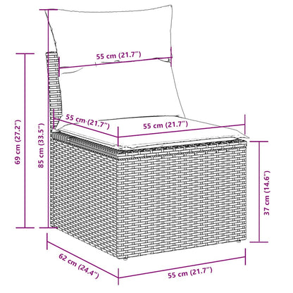 11-delige Loungeset met kussens poly rattan lichtgrijs