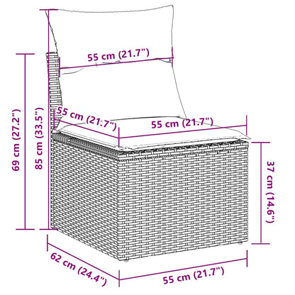 3-delige Loungeset met kussens poly rattan lichtgrijs