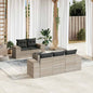 6-delige Loungeset met kussens poly rattan lichtgrijs