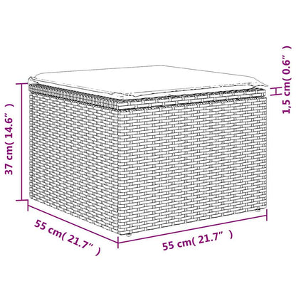 4-delige Loungeset met kussens poly rattan lichtgrijs