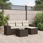 5-delige Loungeset met kussens poly rattan bruin