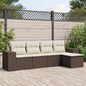 5-delige Loungeset met kussens poly rattan bruin