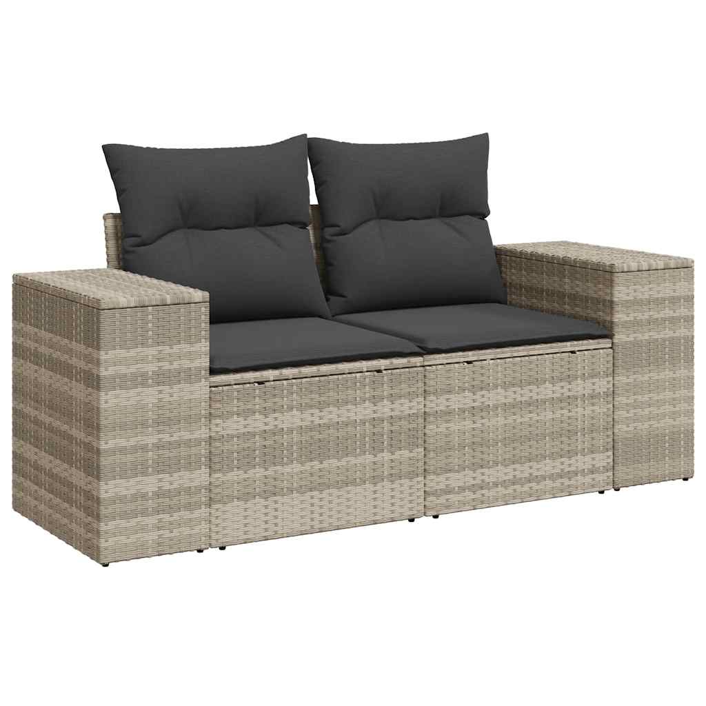 4-delige Loungeset met kussens poly rattan lichtgrijs