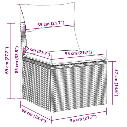 4-delige Loungeset met kussens poly rattan lichtgrijs