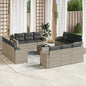 13-delige Loungeset met kussens poly rattan lichtgrijs