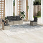 5-delige Loungeset met kussens poly rattan lichtgrijs