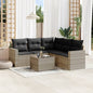 6-delige Loungeset met kussens poly rattan lichtgrijs