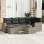 7-delige Loungeset met kussens poly rattan lichtgrijs