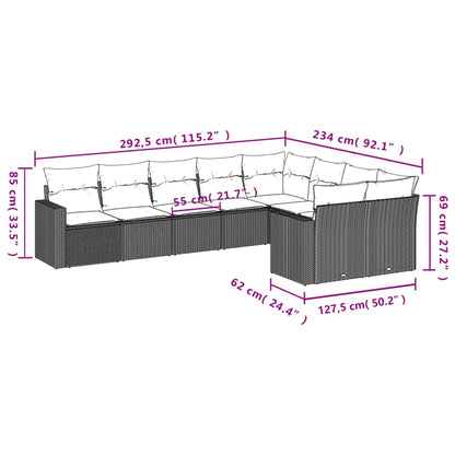 9-delige Loungeset met kussens poly rattan lichtgrijs