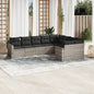9-delige Loungeset met kussens poly rattan lichtgrijs