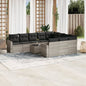 11-delige Loungeset met kussens poly rattan lichtgrijs