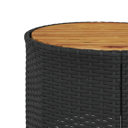 3-delige Loungeset halfrond poly rattan zwart