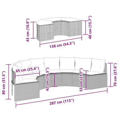 2-delige Loungeset halfrond poly rattan beige