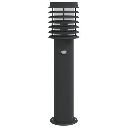 Buitenvloerlampen 3 st met sensors roestvrijstaal zwart