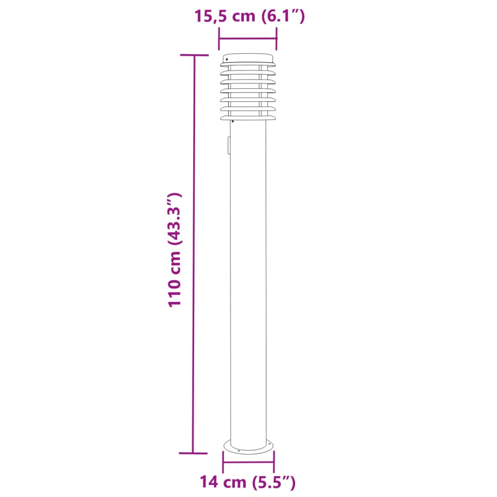 Buitenvloerlamp met stopcontact 110 cm roestvrijstaal zilver
