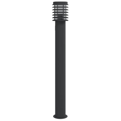Buitenvloerlamp met stopcontact 110 cm roestvrijstaal zwart