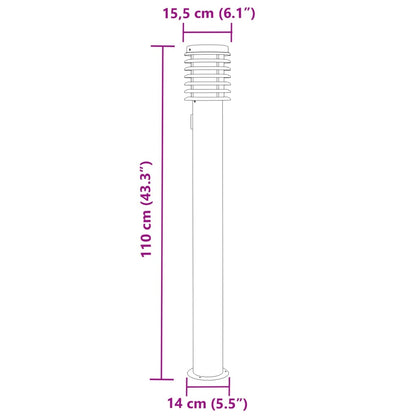 Buitenvloerlamp met stopcontact 110 cm roestvrijstaal zwart