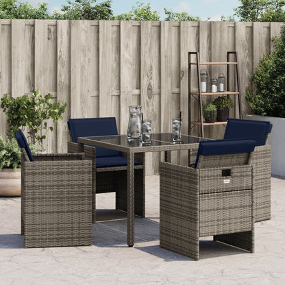 Tuinstoelen 4 st met kussens poly rattan grijs