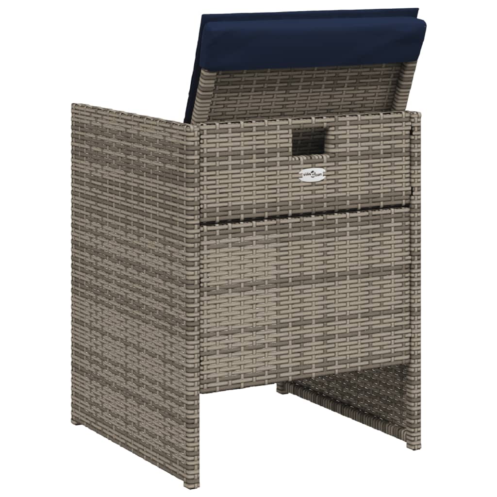 Tuinstoelen 4 st met kussens poly rattan grijs