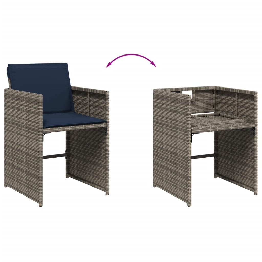 Tuinstoelen 4 st met kussens poly rattan grijs