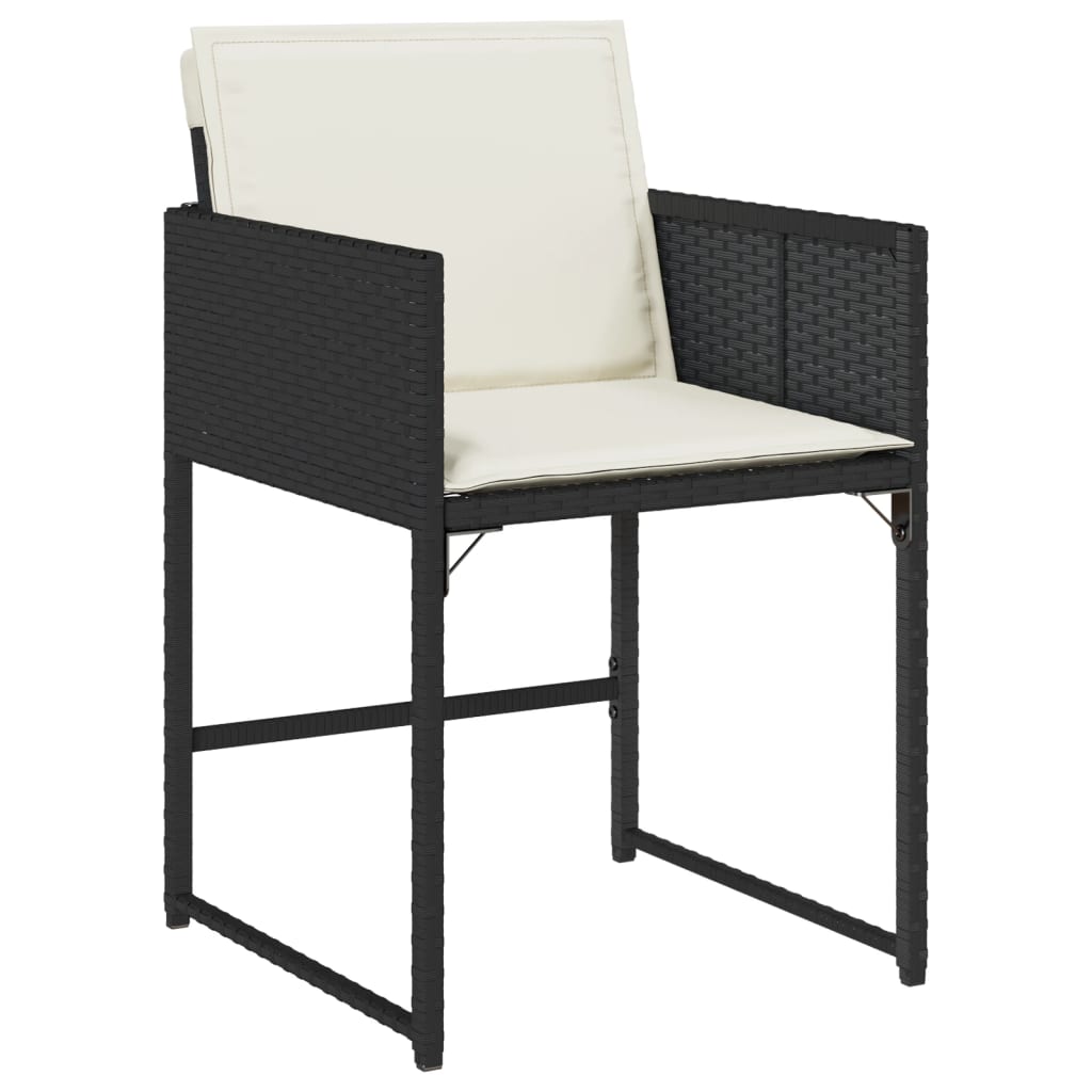 Tuinstoelen 4 st met kussens poly rattan zwart