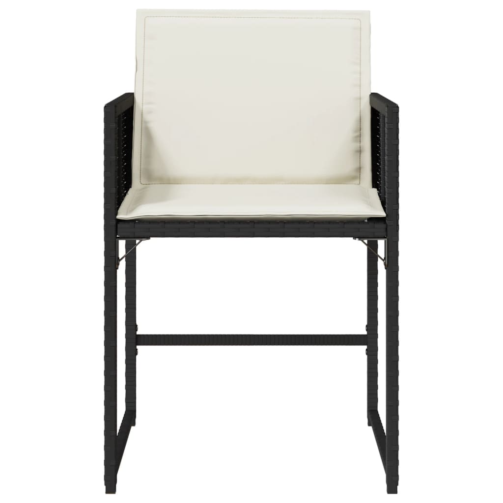 Tuinstoelen 4 st met kussens poly rattan zwart