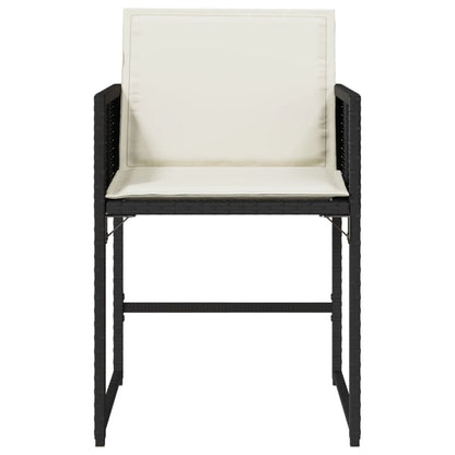 Tuinstoelen 4 st met kussens poly rattan zwart