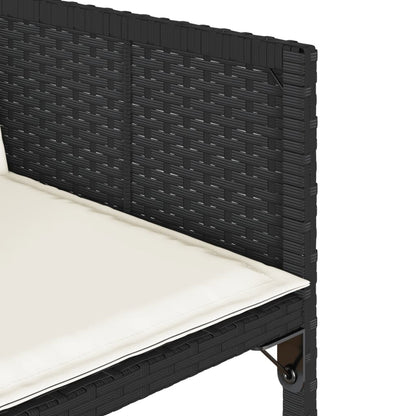 Tuinstoelen 4 st met kussens poly rattan zwart