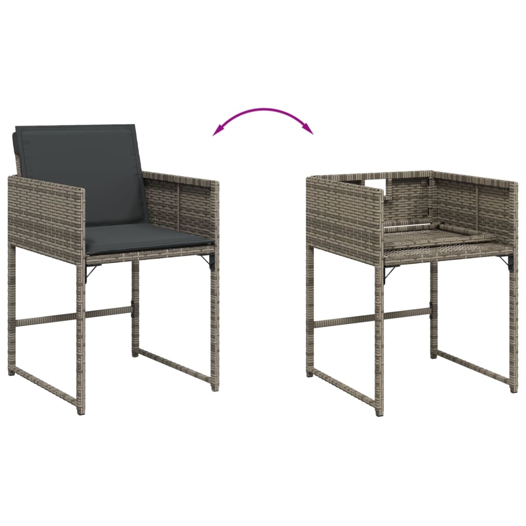 Tuinstoelen 4 st met kussens poly rattan grijs