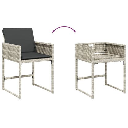 Tuinstoelen 4 st met kussens poly rattan lichtgrijs