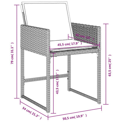 Tuinstoelen 4 st met kussens poly rattan lichtgrijs
