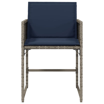 Tuinstoelen 4 st met kussens poly rattan grijs
