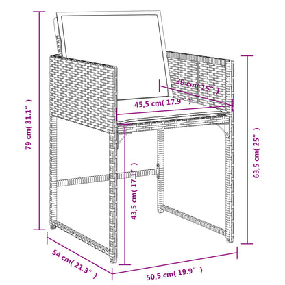 Tuinstoelen 4 st met kussens poly rattan grijs