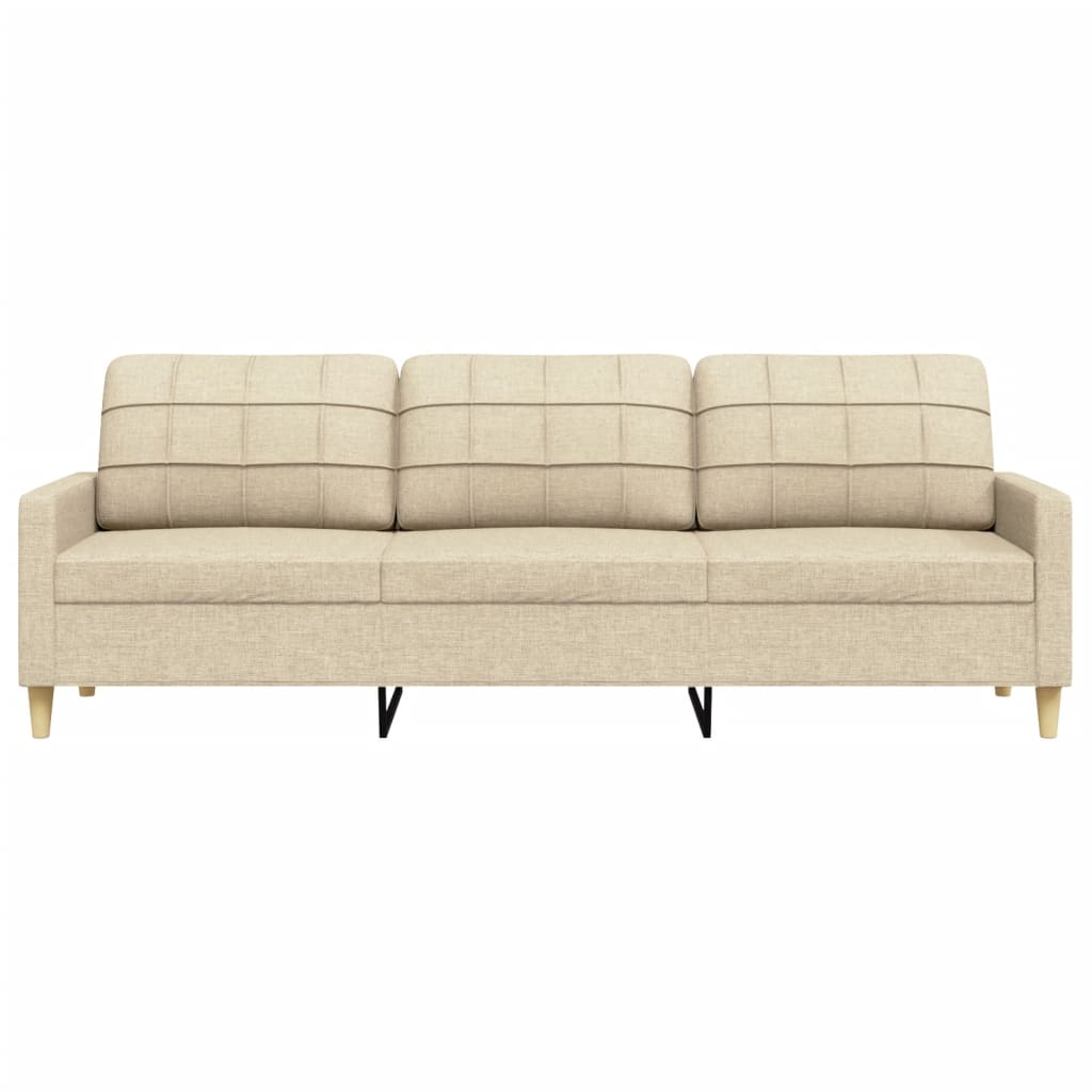 Driezitsbank 210 cm stof crème
