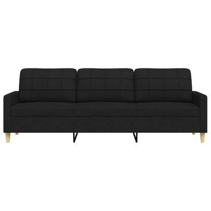 Driezitsbank 210 cm stof zwart