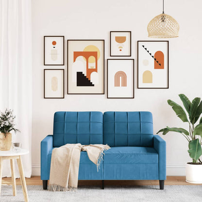 Tweezitsbank 120 cm fluweel blauw