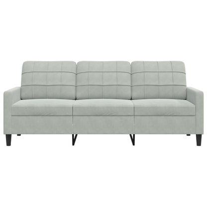 Driezitsbank 180 cm fluweel lichtgrijs