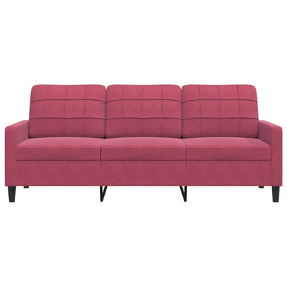 Driezitsbank 180 cm fluweel wijnrood