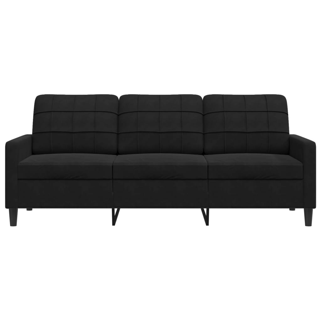 Driezitsbank 180 cm fluweel zwart