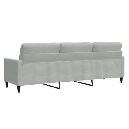 Driezitsbank 210 cm fluweel lichtgrijs