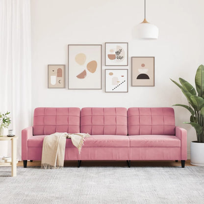 Driezitsbank 210 cm fluweel roze