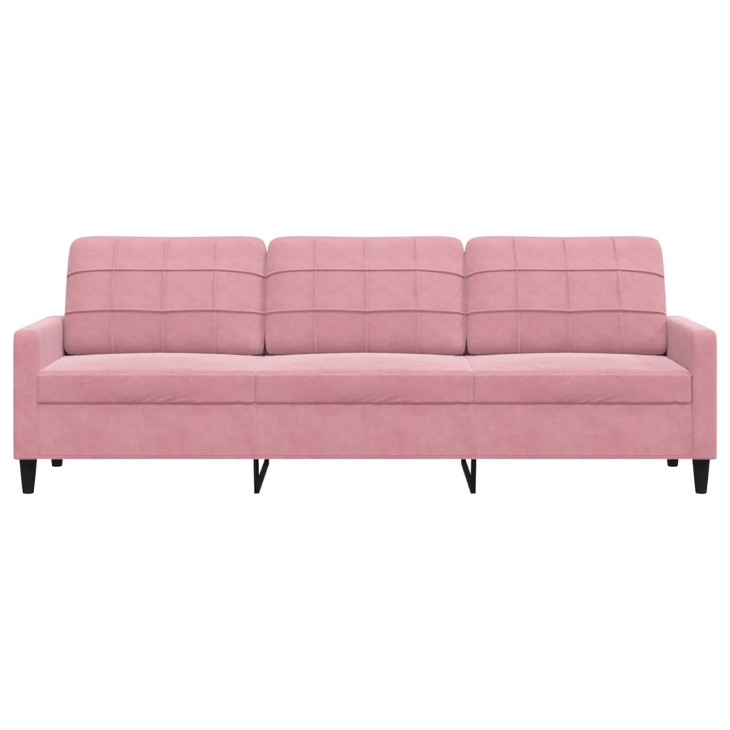 Driezitsbank 210 cm fluweel roze