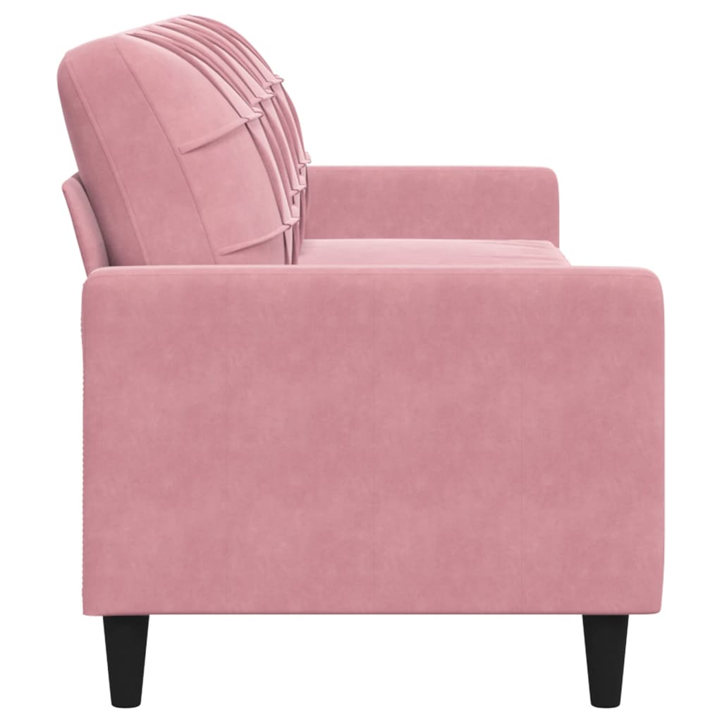 Driezitsbank 210 cm fluweel roze