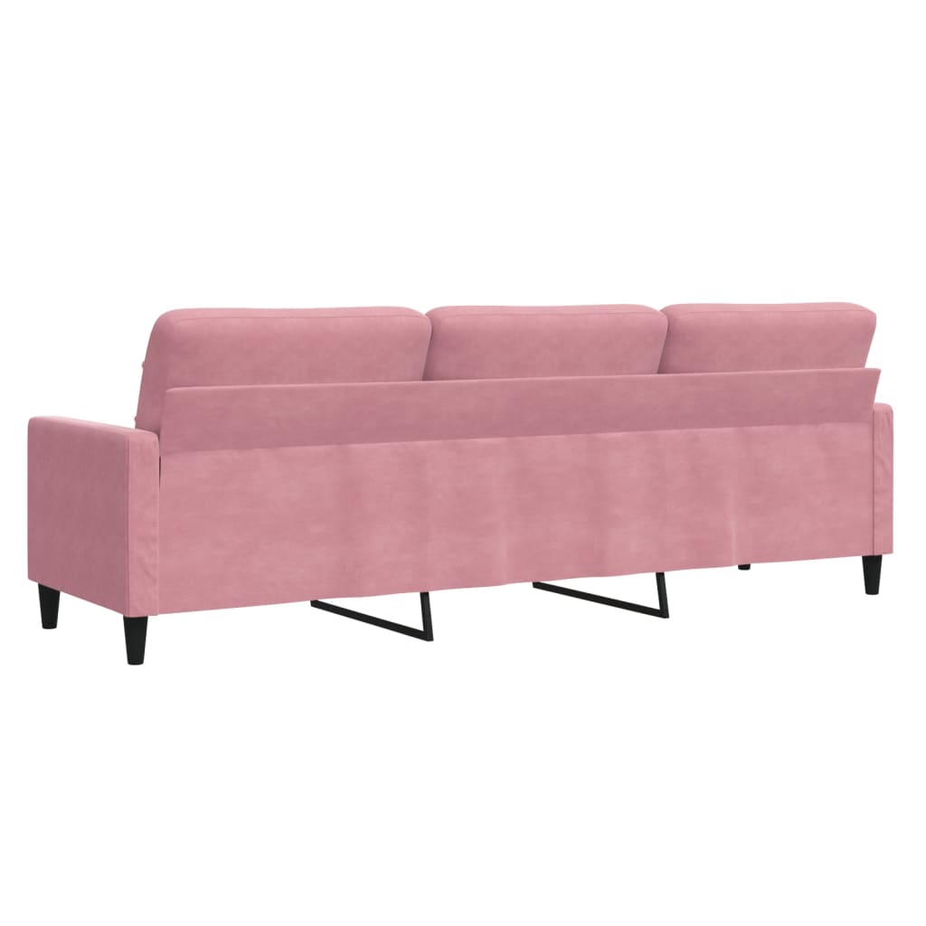 Driezitsbank 210 cm fluweel roze